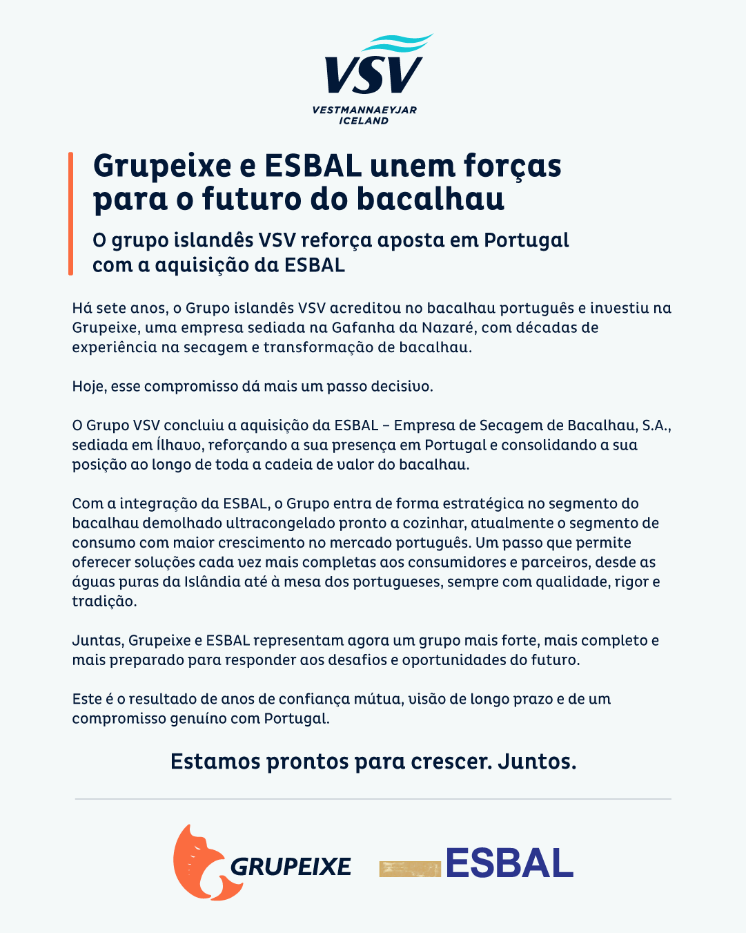 GRUPEIXE e ESBAL unem forças pelo futuro do bacalhau!